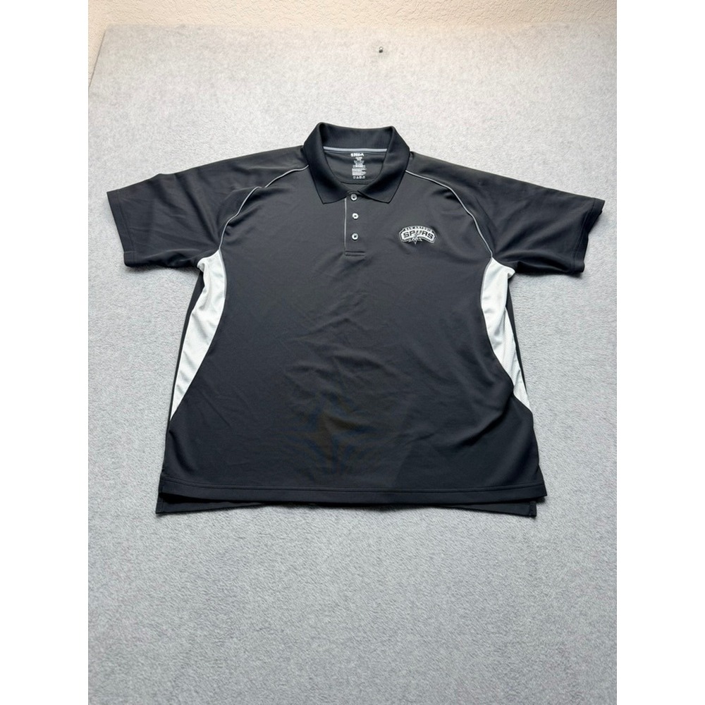 NBA San Antonio Spurs Polo Shirt Mens XL Black White Performance Golf Top